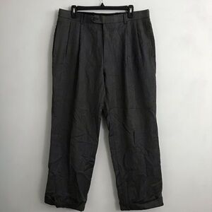 JoS A Bank Dark Gray Mens Pants Trousers Cuffed 40 inch Pleated